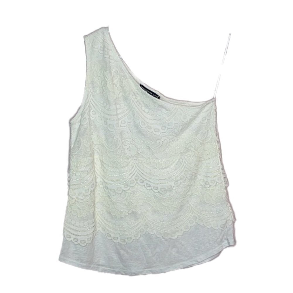 ❤️ 🆕 GENERATION LOVE One Shoulder Lace Linen Tank Small